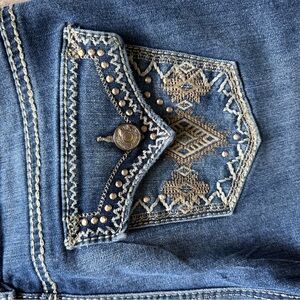 Vintage America Nine West Blue Jeans with Southwestern Embellishments